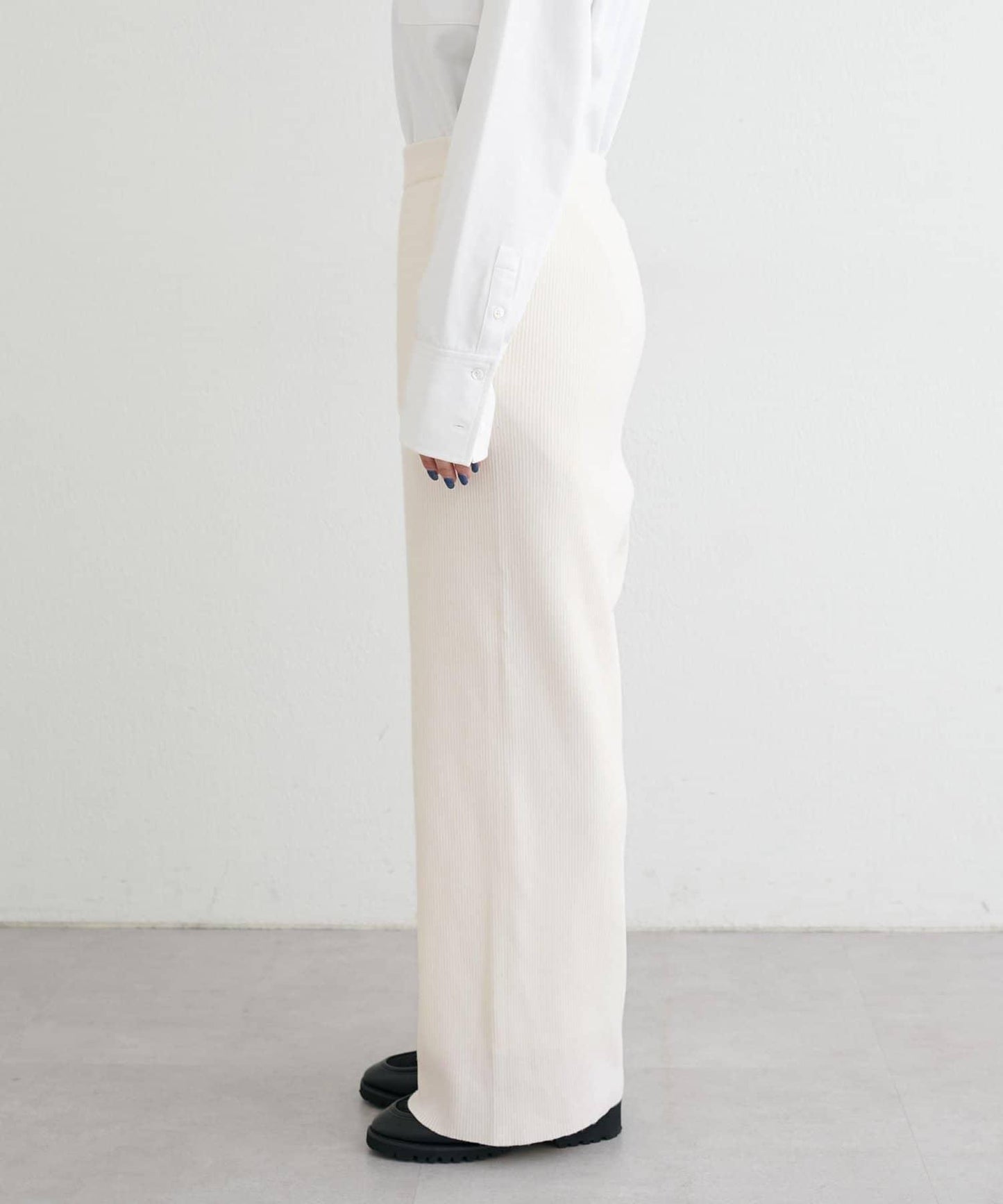 羊毛混紡羅紋針織褲