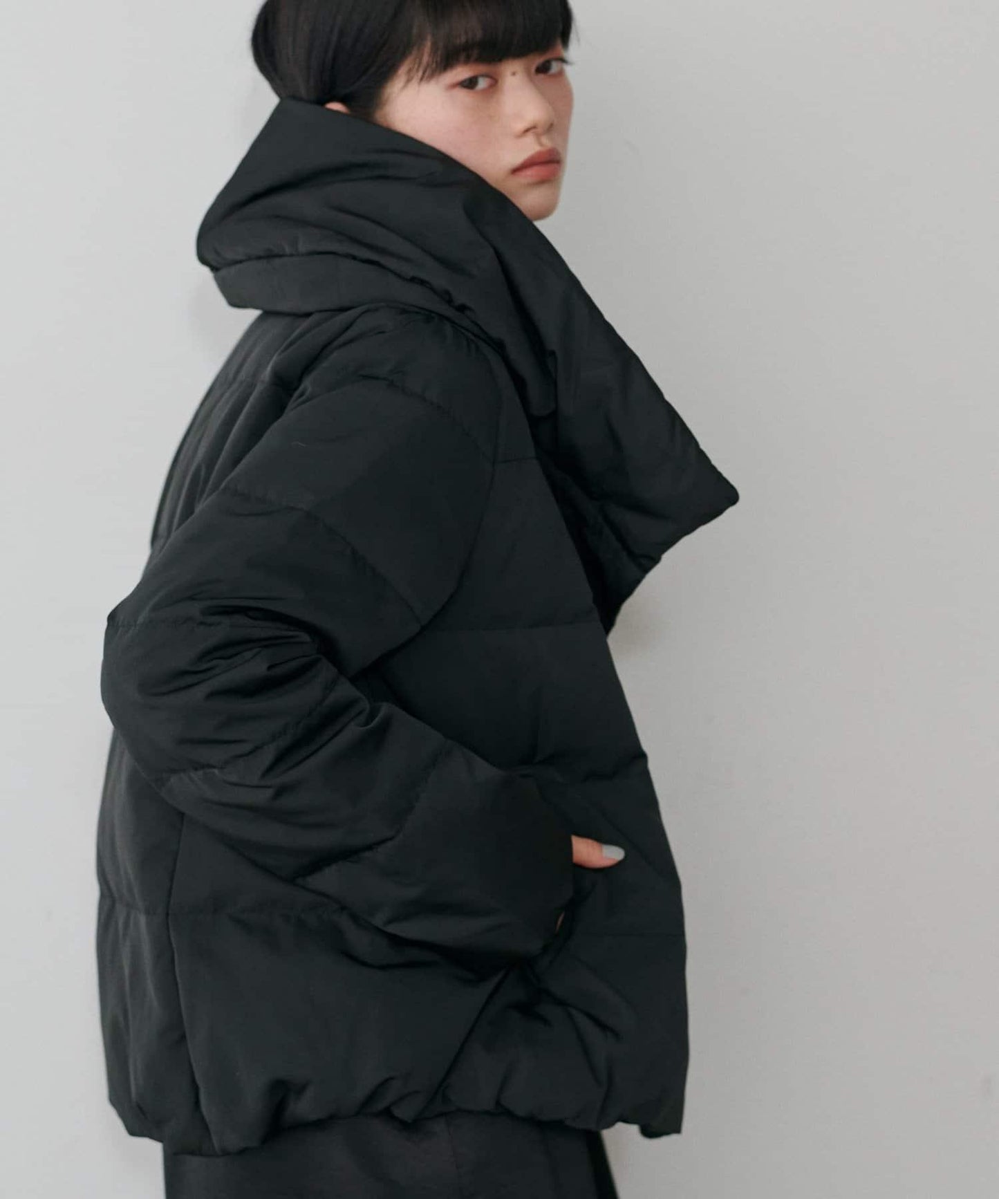 桃皮絨羽絨大衣