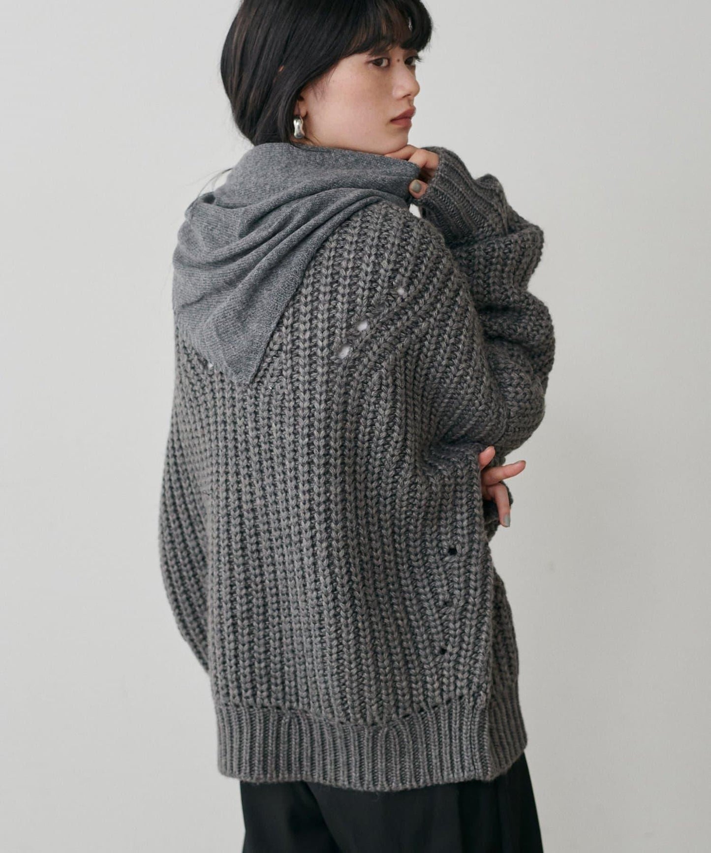 手工編織風格麻花針織套頭衫