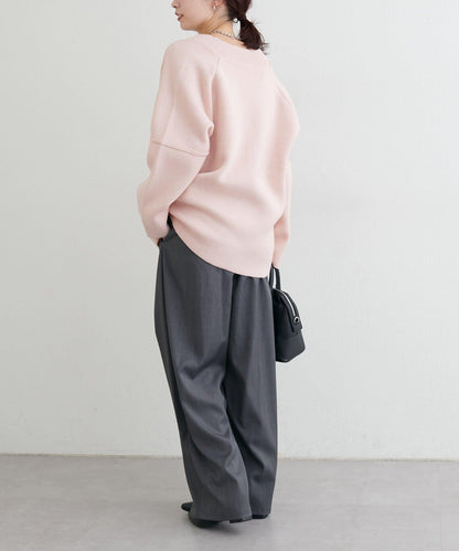 羊毛混紡提花拼接袖套頭衫