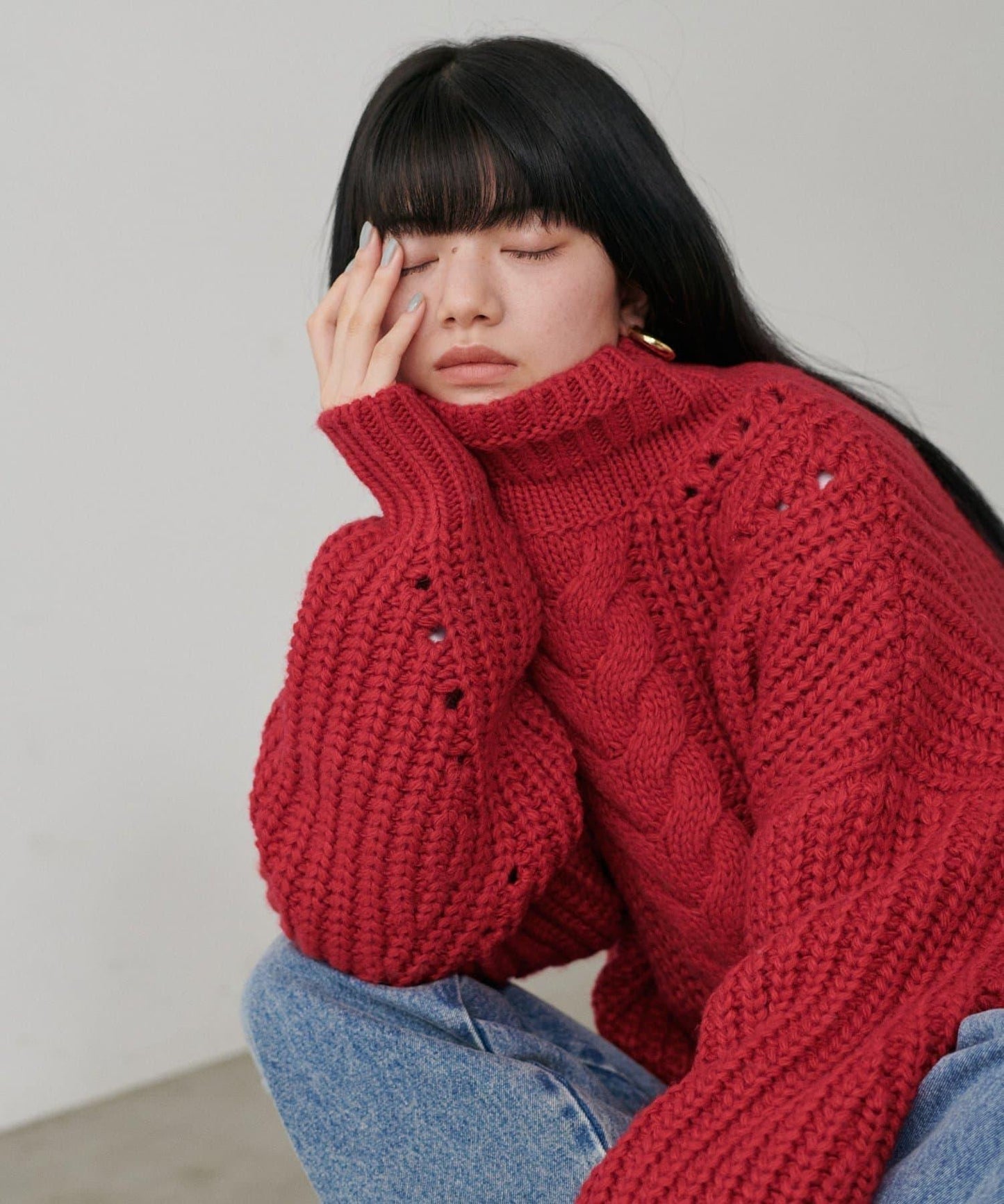 手工編織風格麻花針織套頭衫