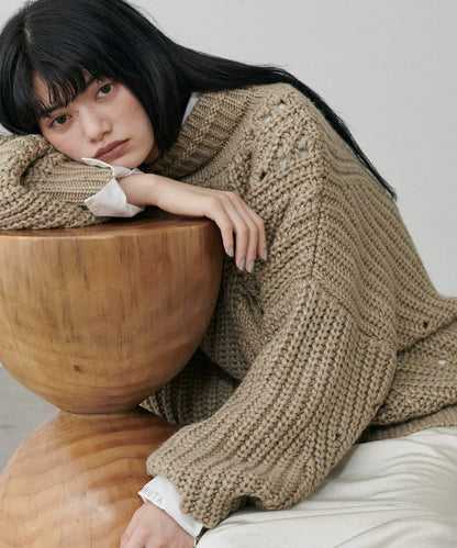 手工編織風格麻花針織套頭衫