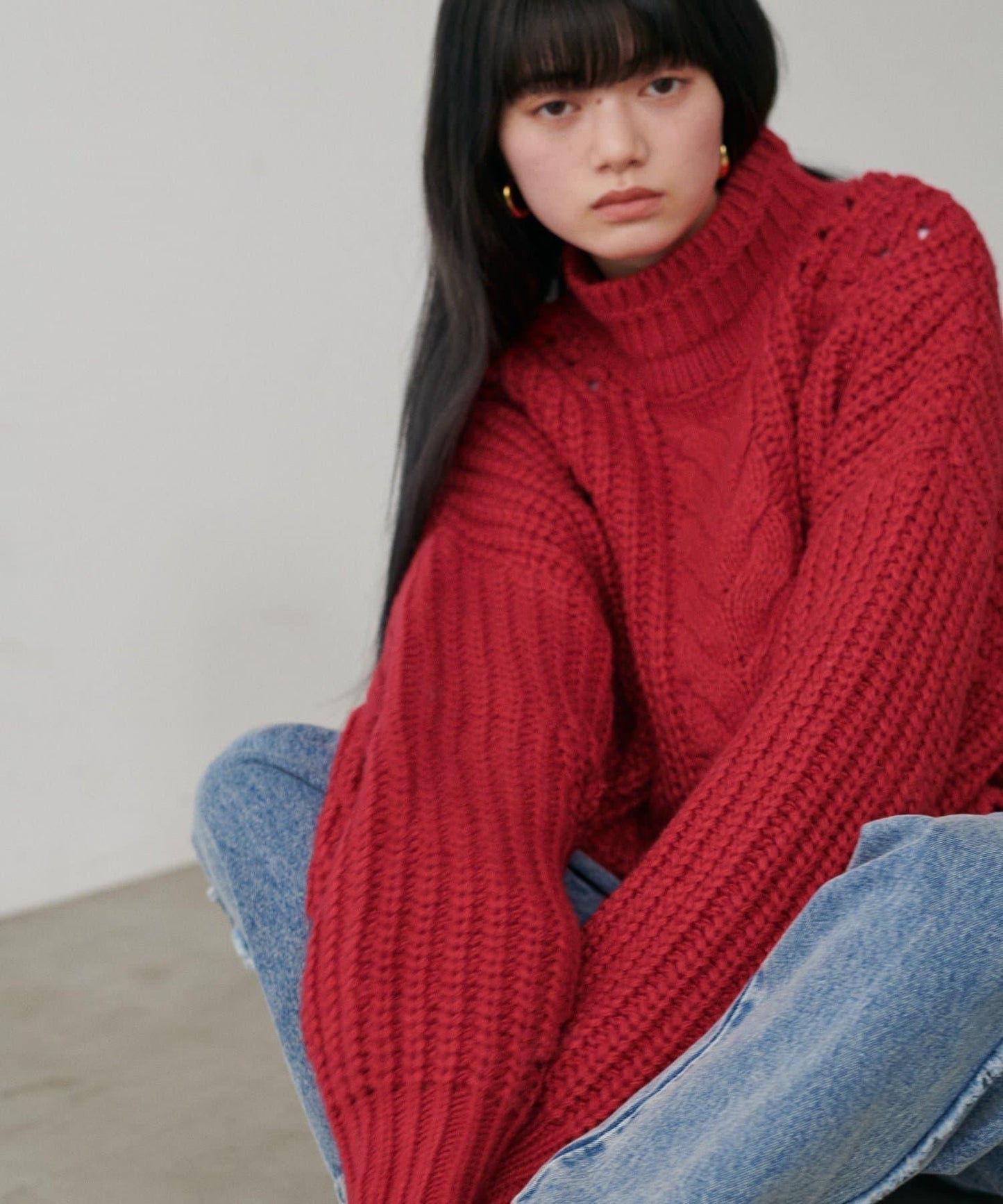 手工編織風格麻花針織套頭衫