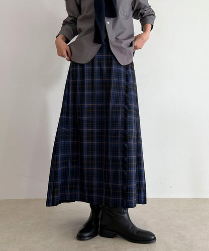【GEVACO/ゲバコ】格紋側邊腰帶半身裙