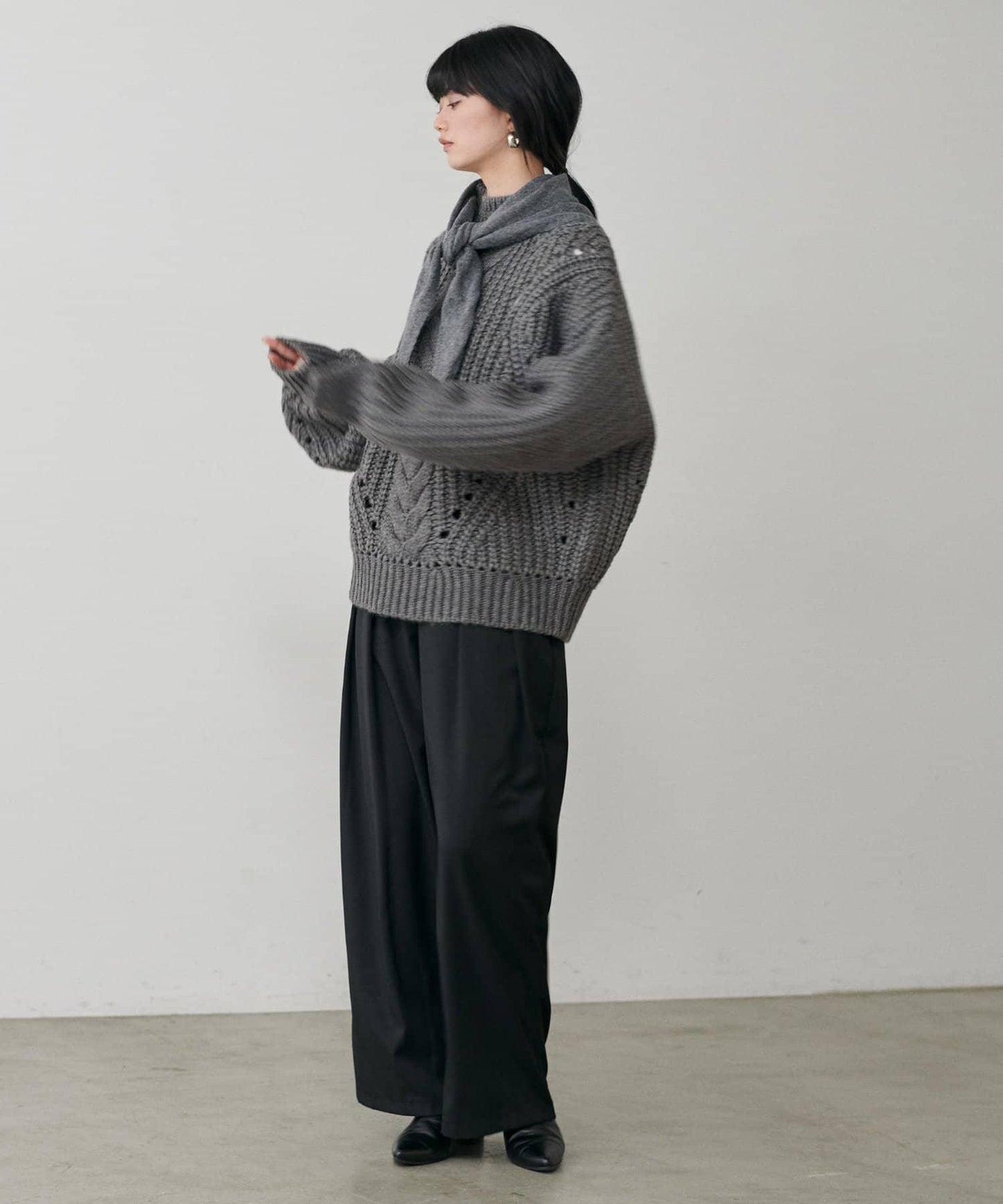 手工編織風格麻花針織套頭衫