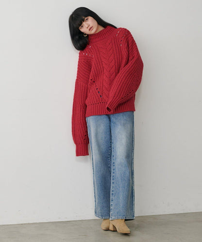 手工編織風格麻花針織套頭衫