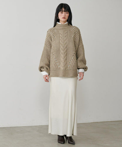 手工編織風格麻花針織套頭衫