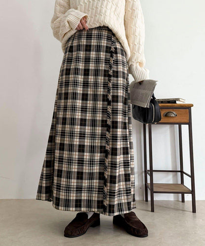 【GEVACO/ゲバコ】格紋側邊腰帶半身裙