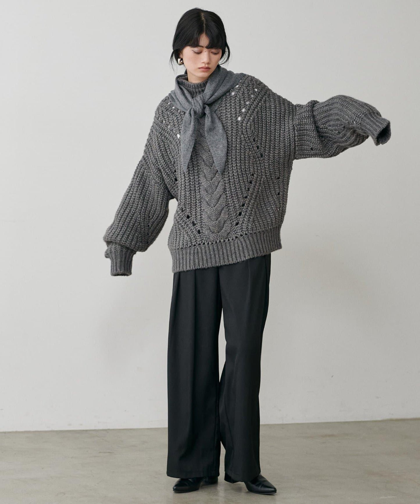 手工編織風格麻花針織套頭衫