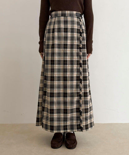 【GEVACO/ゲバコ】格紋側邊腰帶半身裙