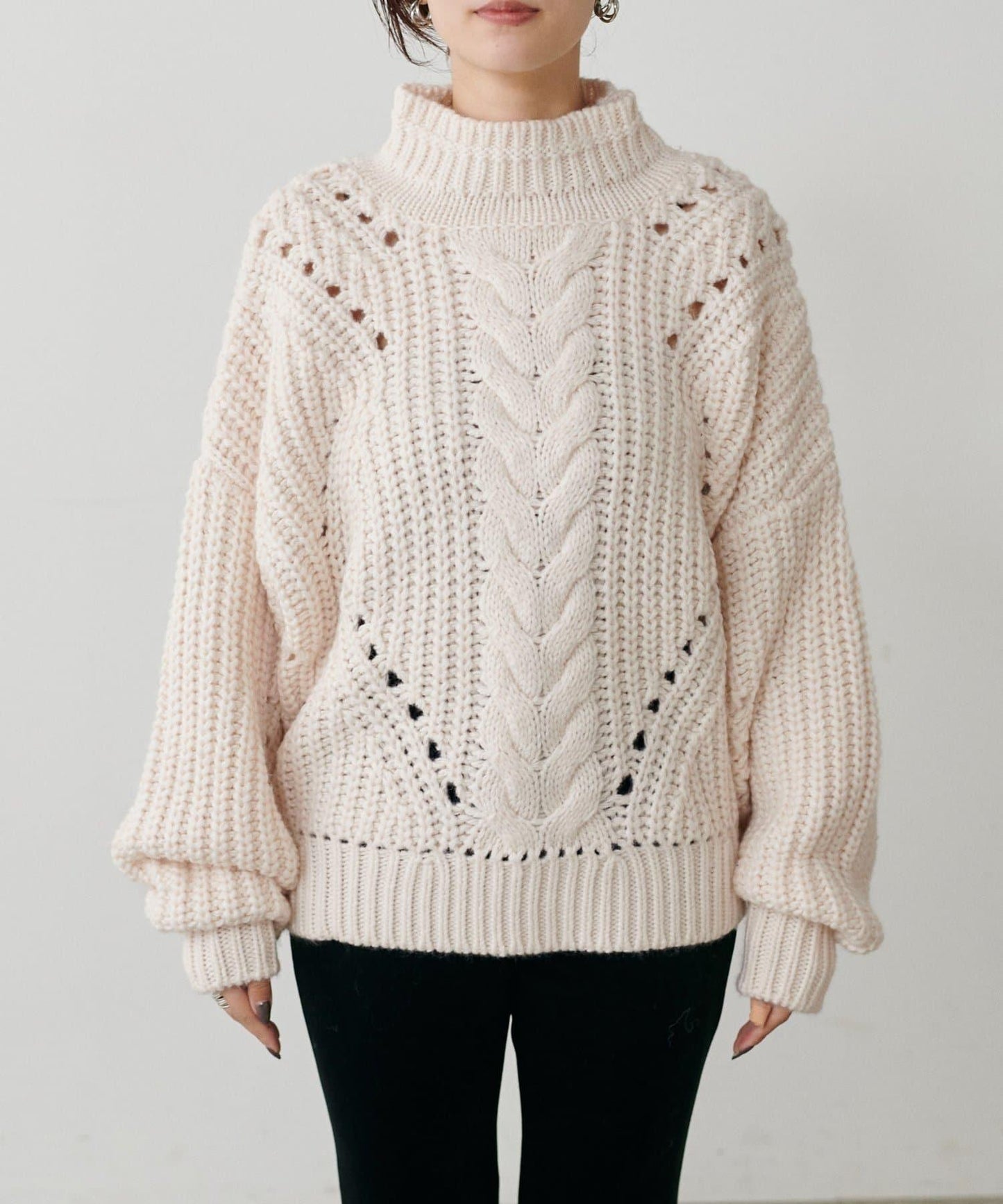 手工編織風格麻花針織套頭衫