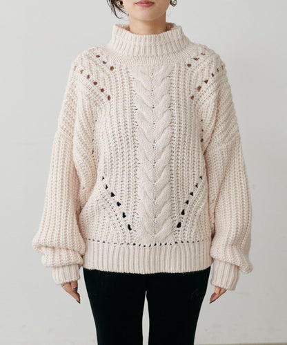 手工編織風格麻花針織套頭衫