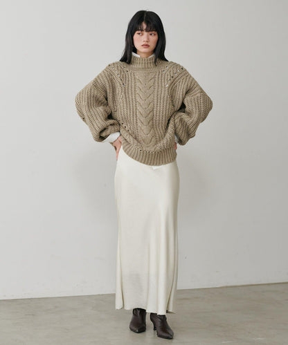 手工編織風格麻花針織套頭衫