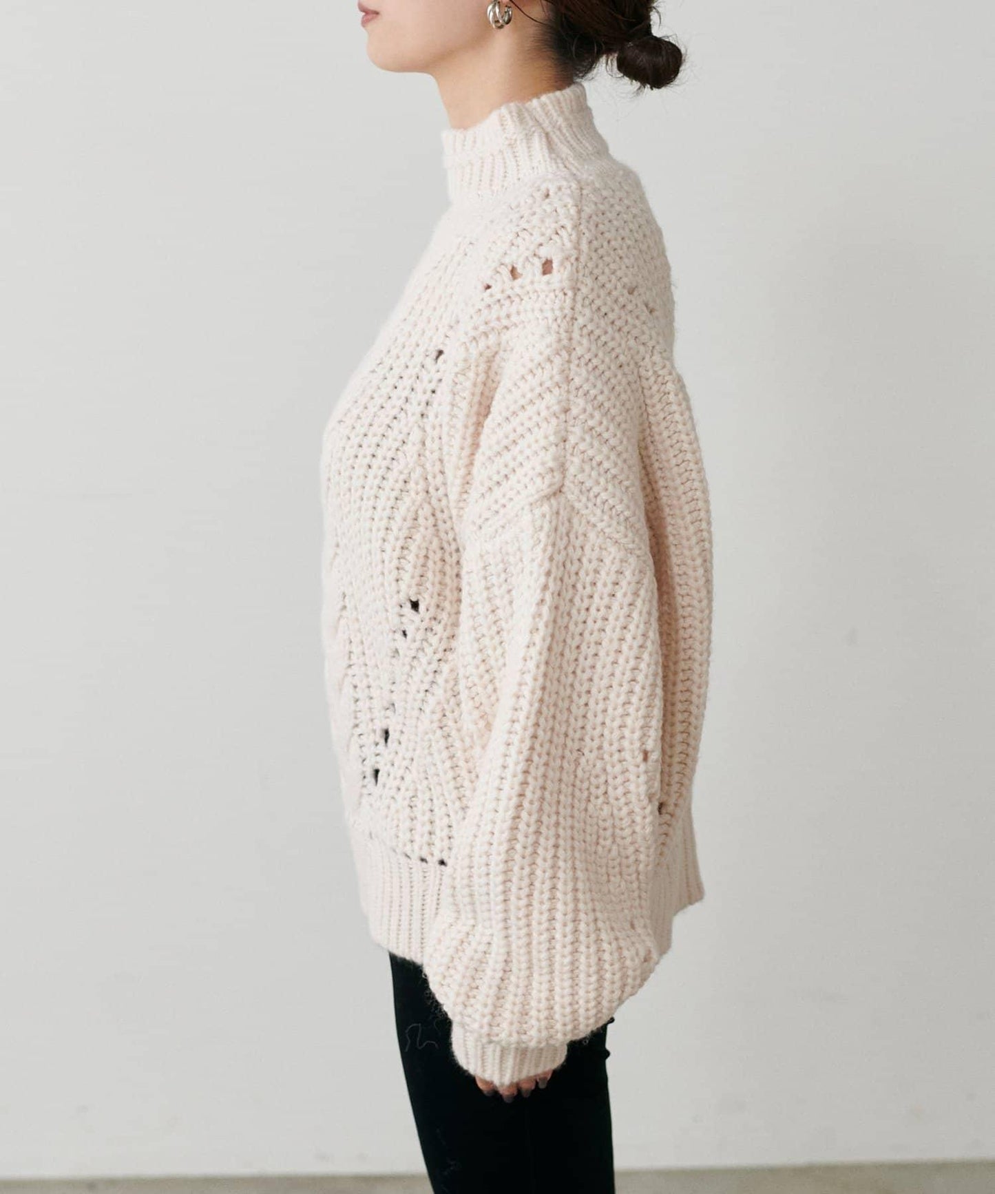 手工編織風格麻花針織套頭衫