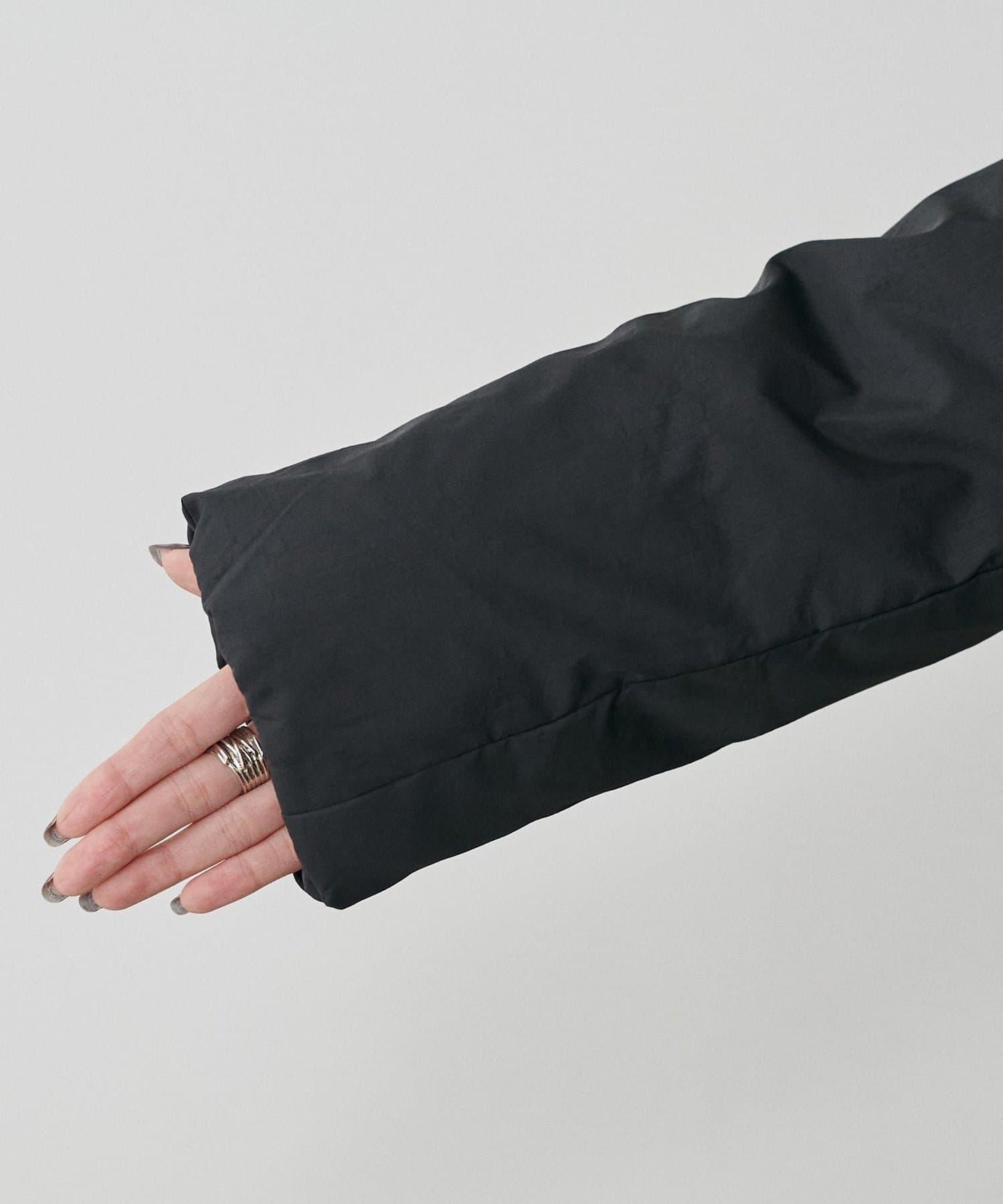 尼龍羽絨中長款大衣