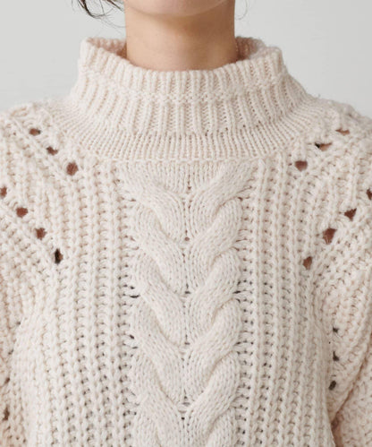 手工編織風格麻花針織套頭衫