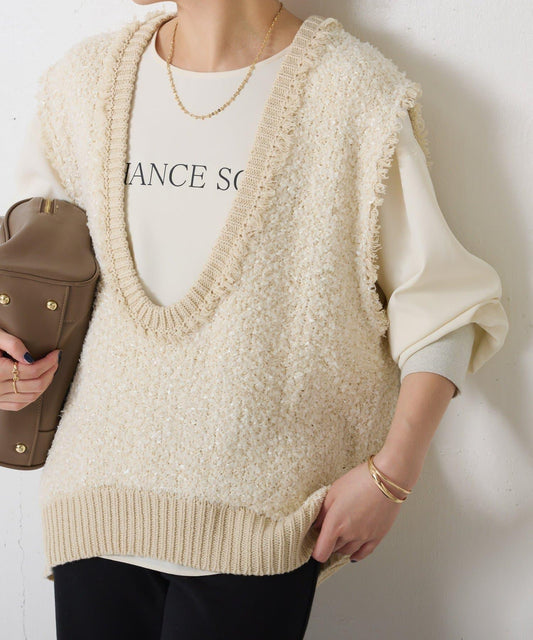 【加分單品】仿粗花呢針織馬甲