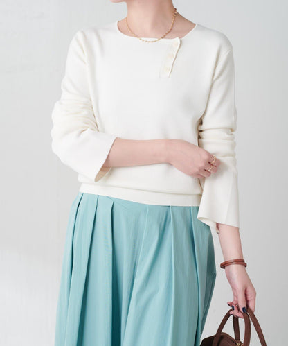 【順滑觸感】斜釦針織衫