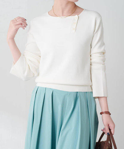 【順滑觸感】斜釦針織衫