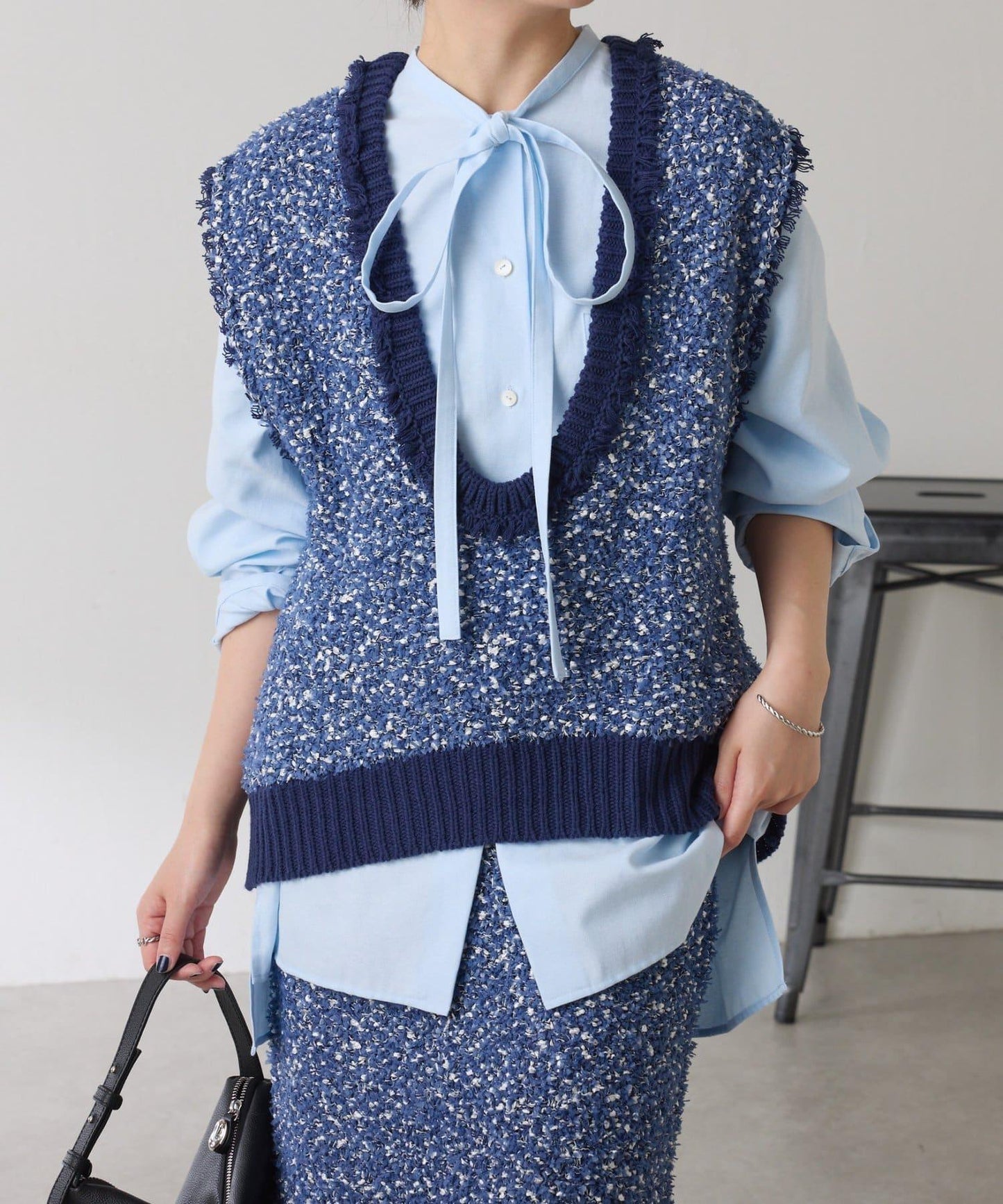 【加分單品】仿粗花呢針織馬甲