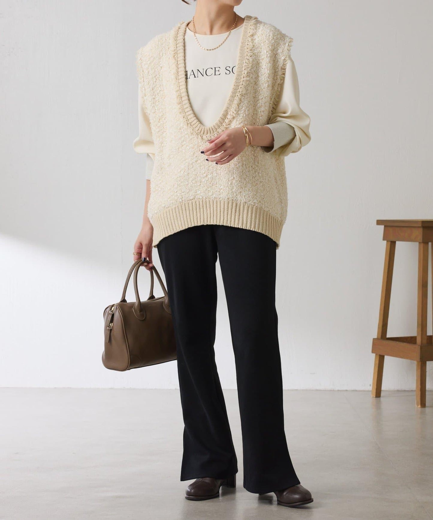 【加分單品】仿粗花呢針織馬甲