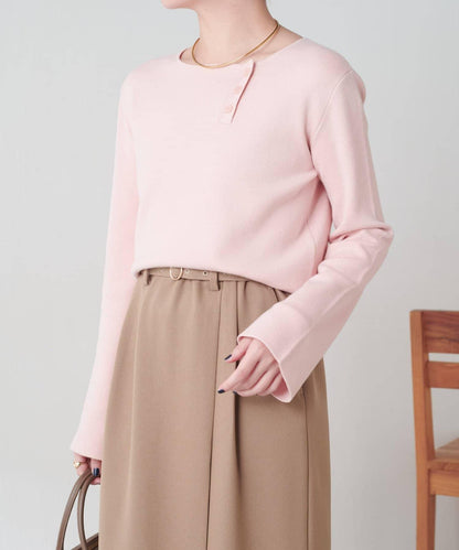 【順滑觸感】斜釦針織衫