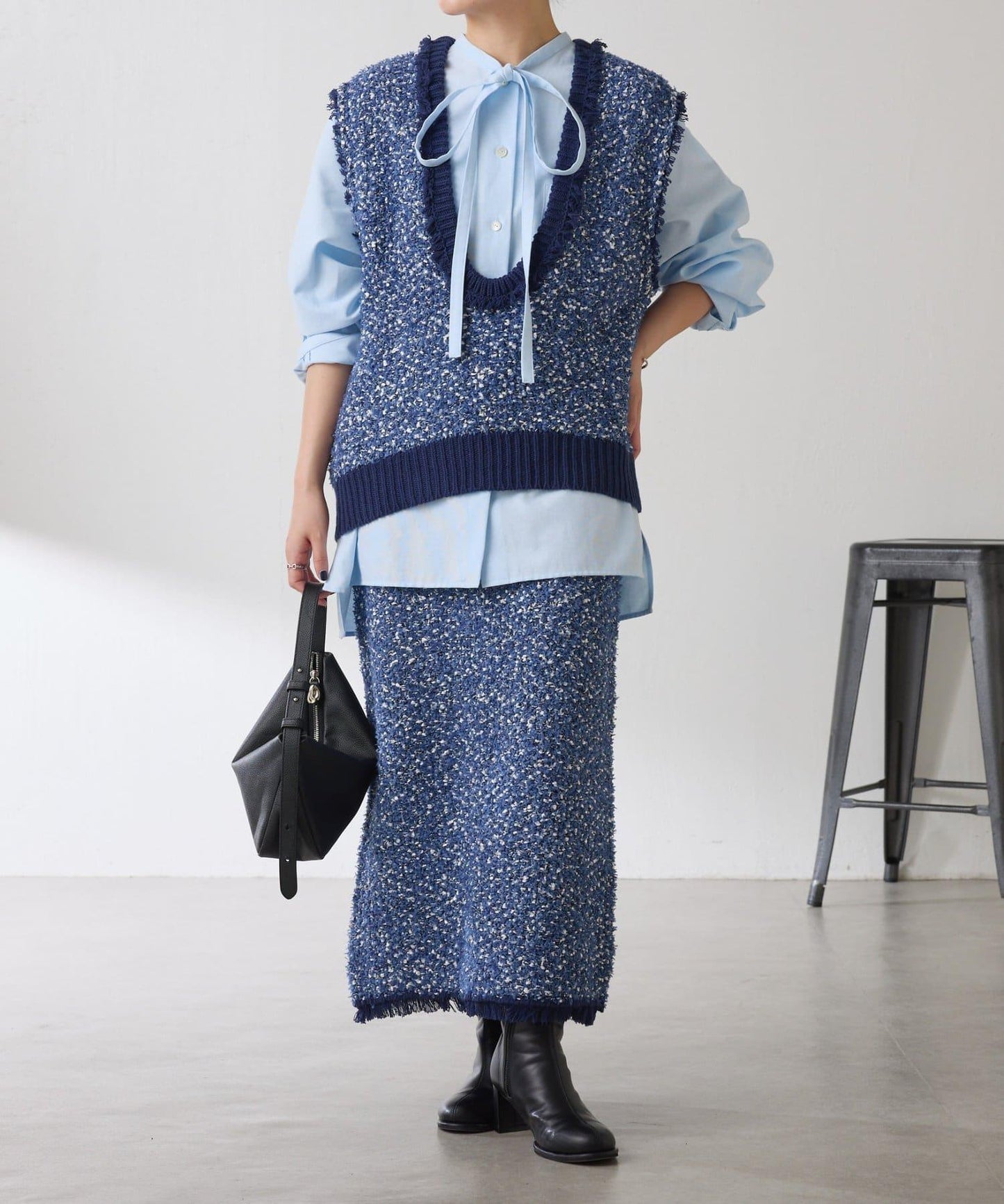 【加分單品】仿粗花呢針織馬甲