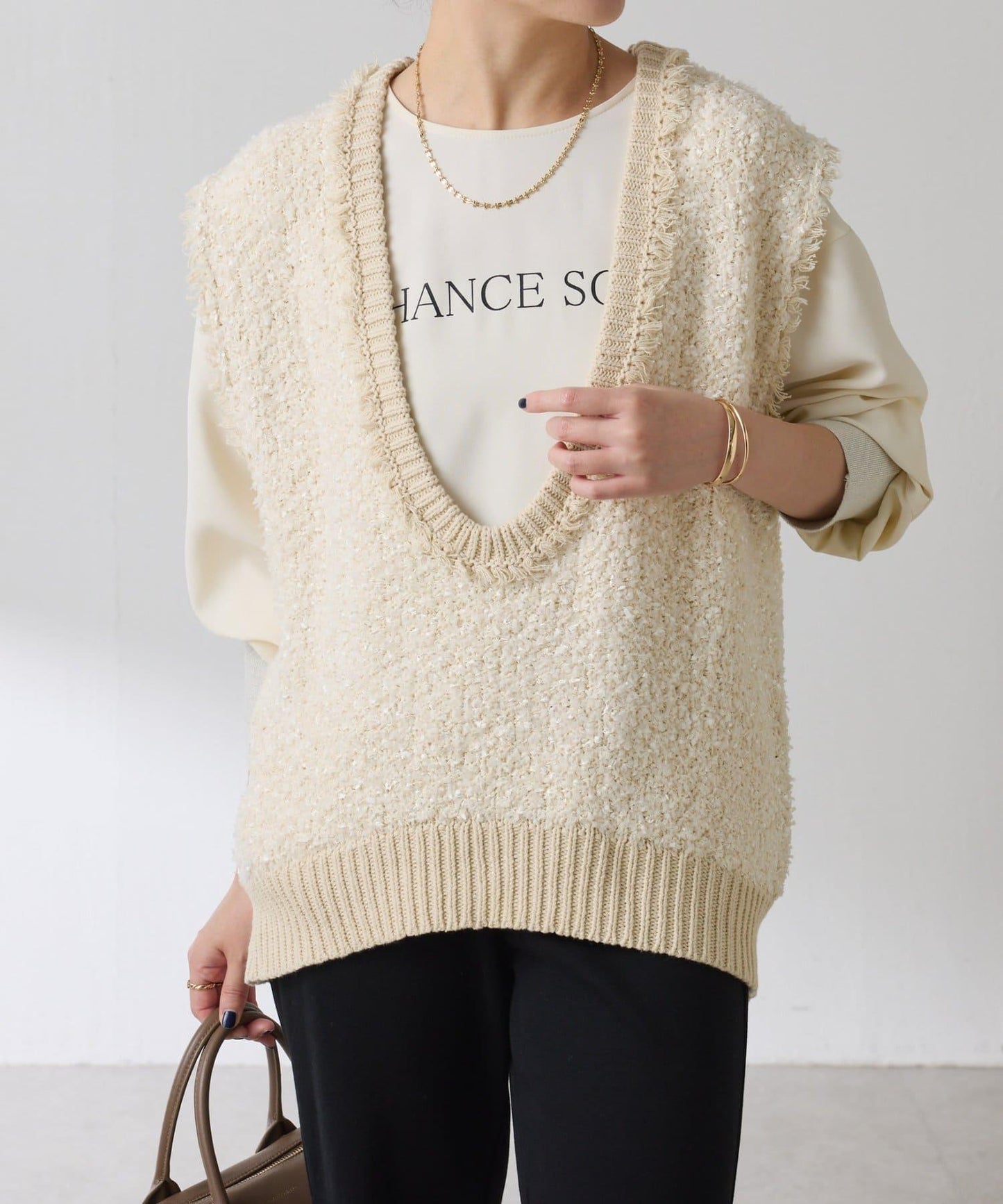 【加分單品】仿粗花呢針織馬甲