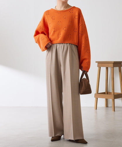 【人氣系列】亮片條紋鬆緊腰帶長褲