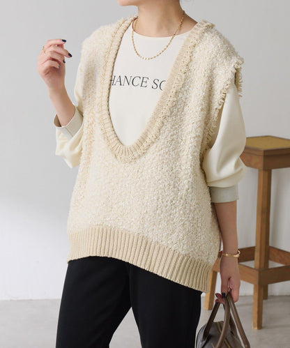 【加分單品】仿粗花呢針織馬甲