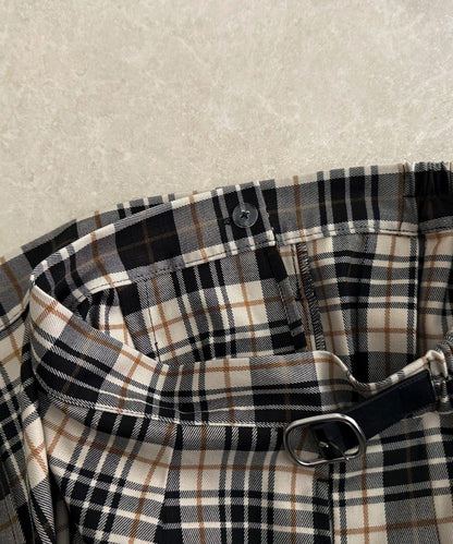 【GEVACO/ゲバコ】格紋側邊腰帶半身裙