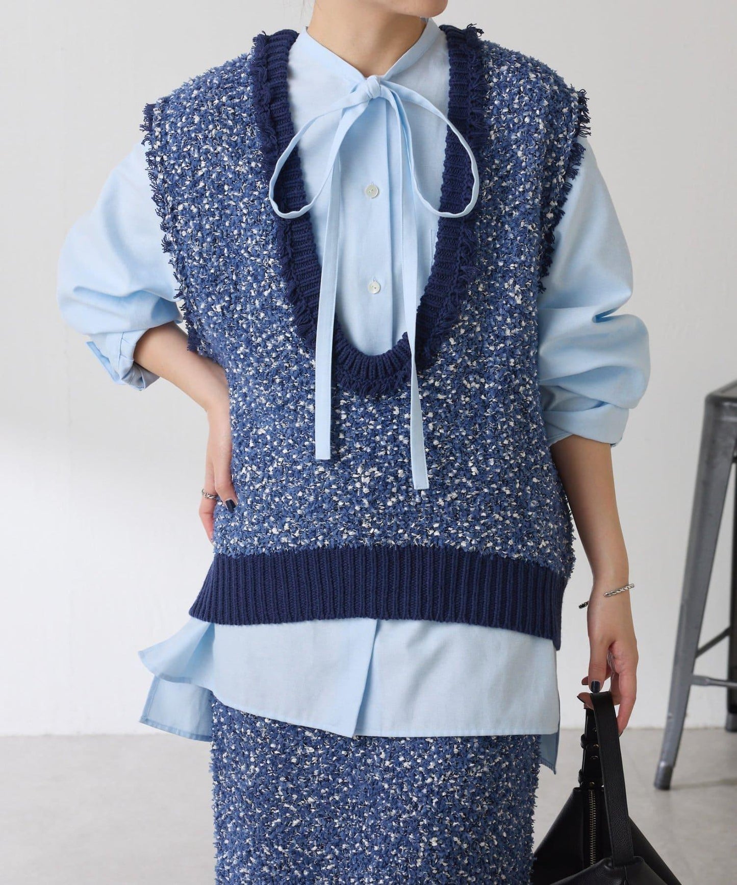 【加分單品】仿粗花呢針織馬甲