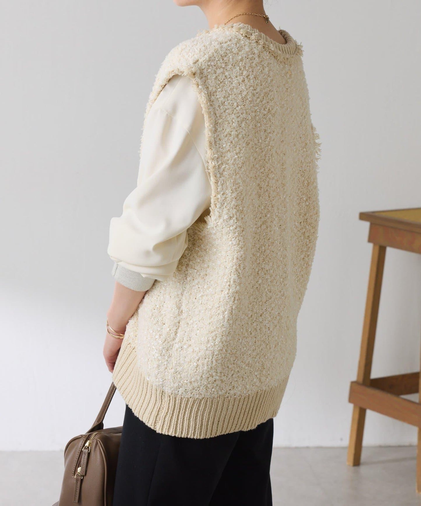 【加分單品】仿粗花呢針織馬甲