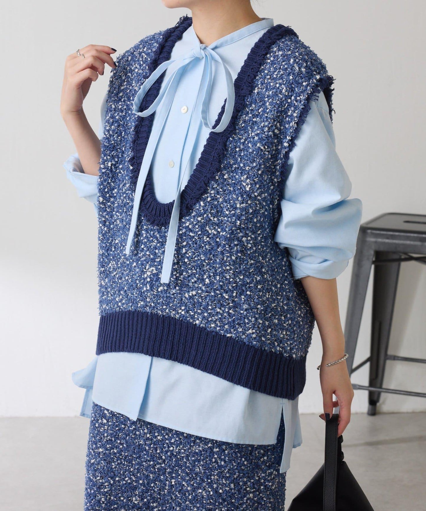 【加分單品】仿粗花呢針織馬甲