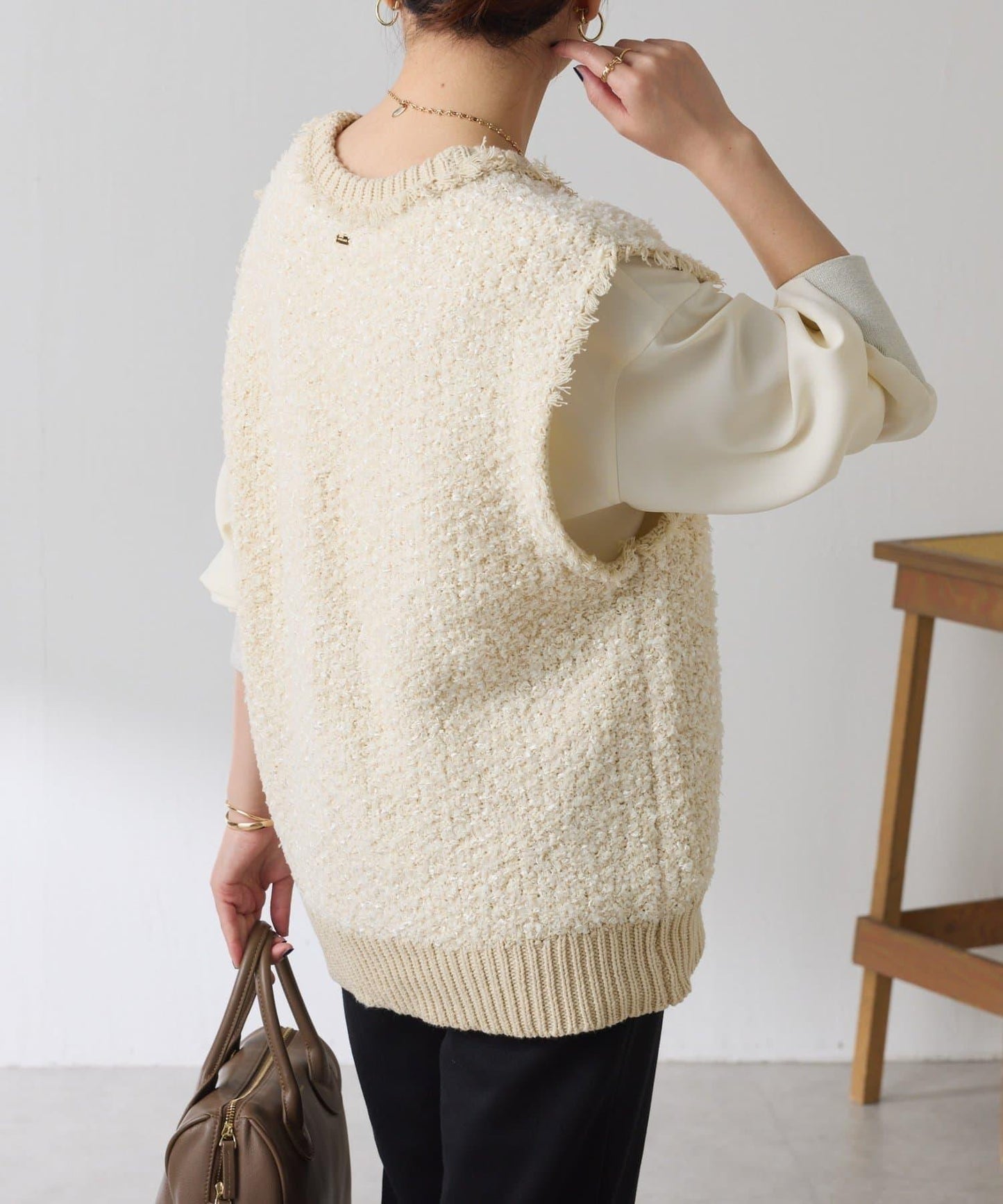 【加分單品】仿粗花呢針織馬甲