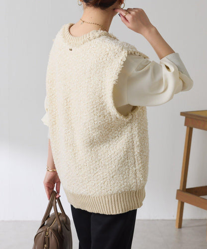 【加分單品】仿粗花呢針織馬甲