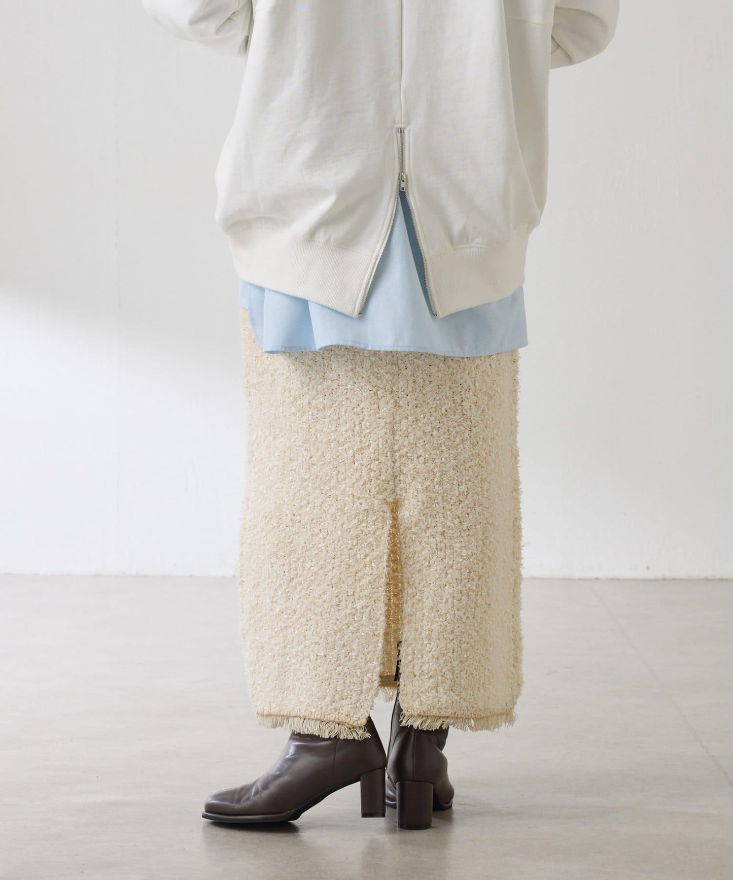 【全鬆緊腰】仿粗花呢針織半身裙/可成套搭配