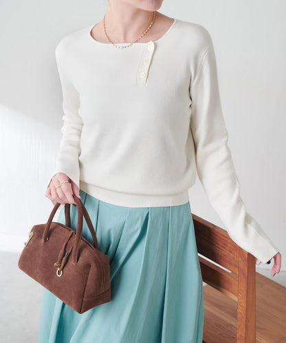 【順滑觸感】斜釦針織衫