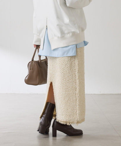 【全鬆緊腰】仿粗花呢針織半身裙/可成套搭配