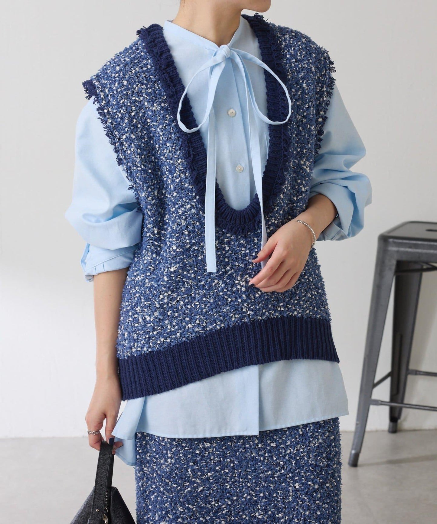 【加分單品】仿粗花呢針織馬甲