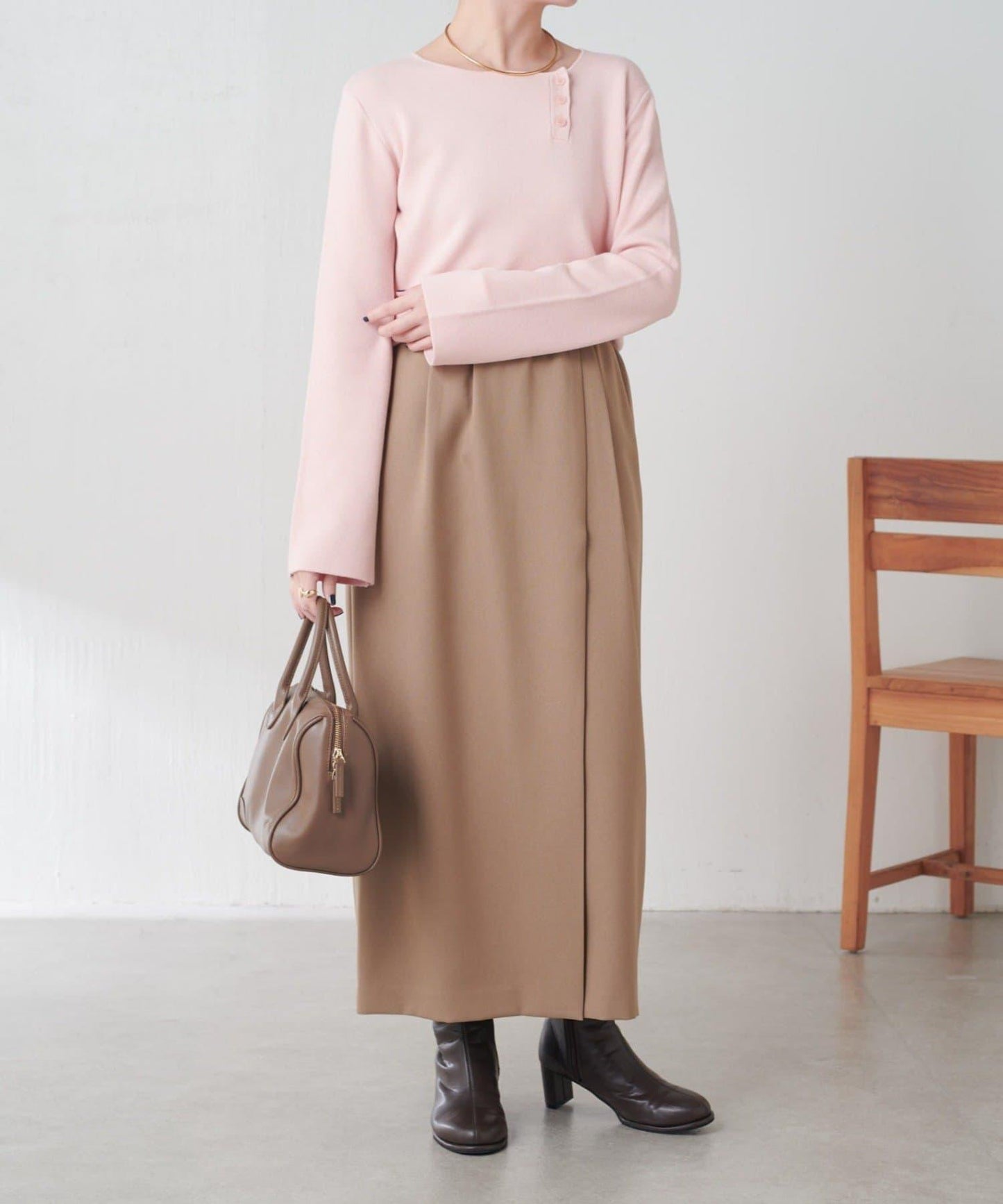 【順滑觸感】斜釦針織衫