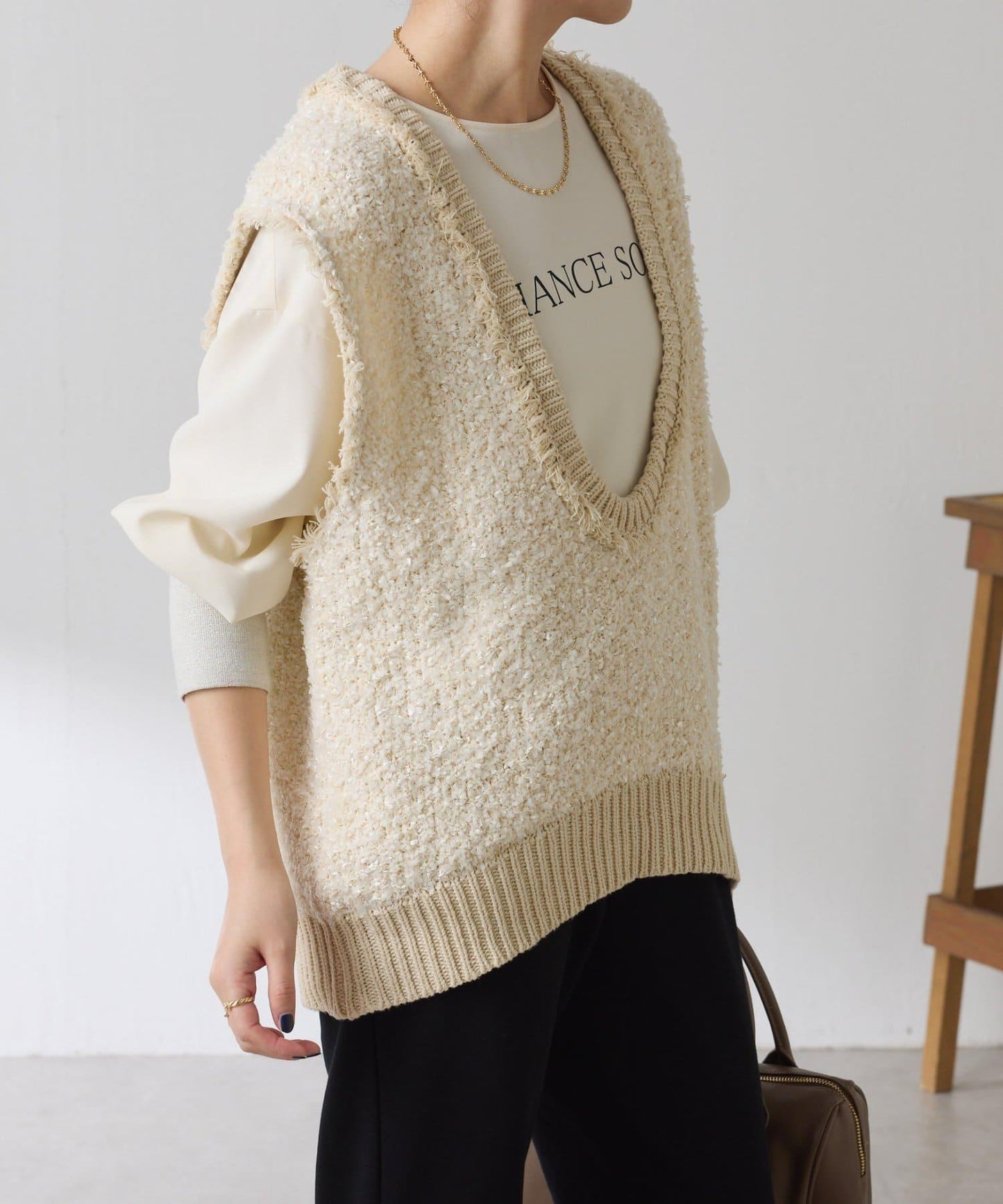 【加分單品】仿粗花呢針織馬甲