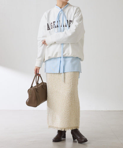 【全鬆緊腰】仿粗花呢針織半身裙/可成套搭配