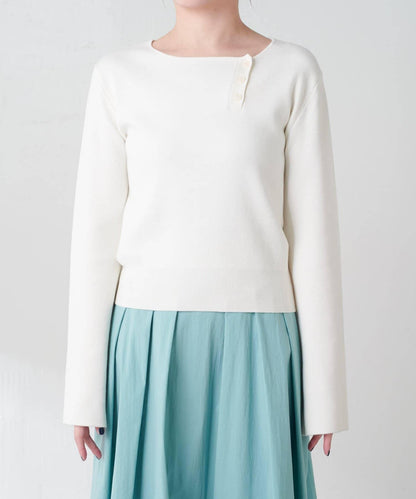 【順滑觸感】斜釦針織衫