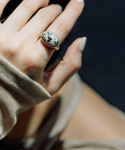 《インフルエンサーuchida企畫/スターリングシルバー》橢圓形寶石純銀戒指