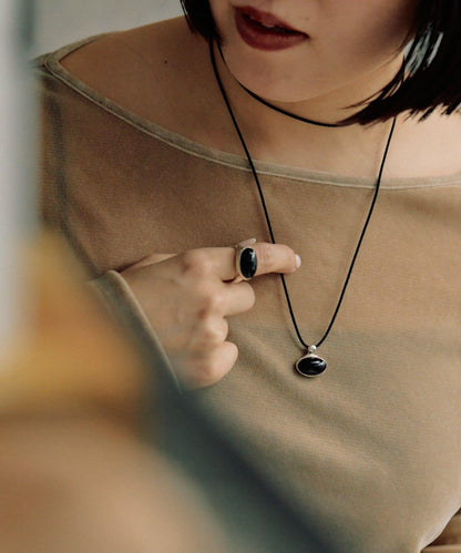 《インフルエンサーuchida企畫/スターリングシルバー》橢圓形寶石項鍊