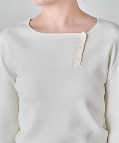 【順滑觸感】斜釦針織衫