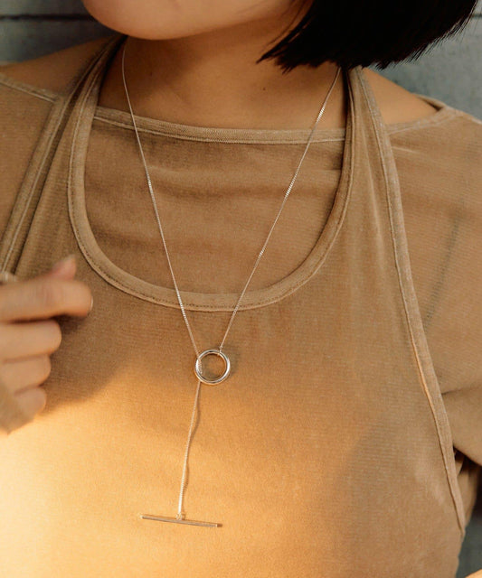 《インフルエンサーuchida企畫/スターリングシルバー》T字扣長款項鍊