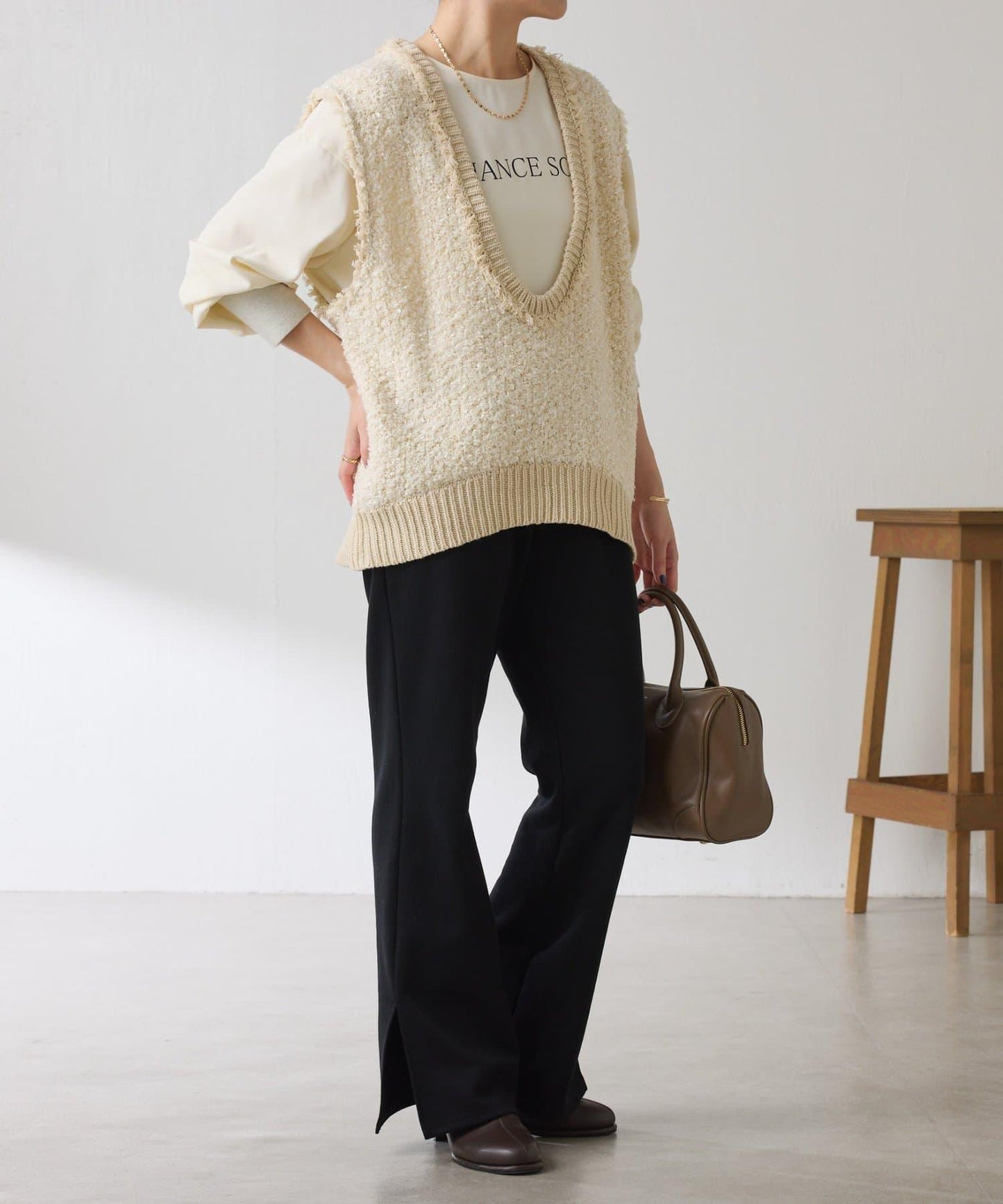 【加分單品】仿粗花呢針織馬甲