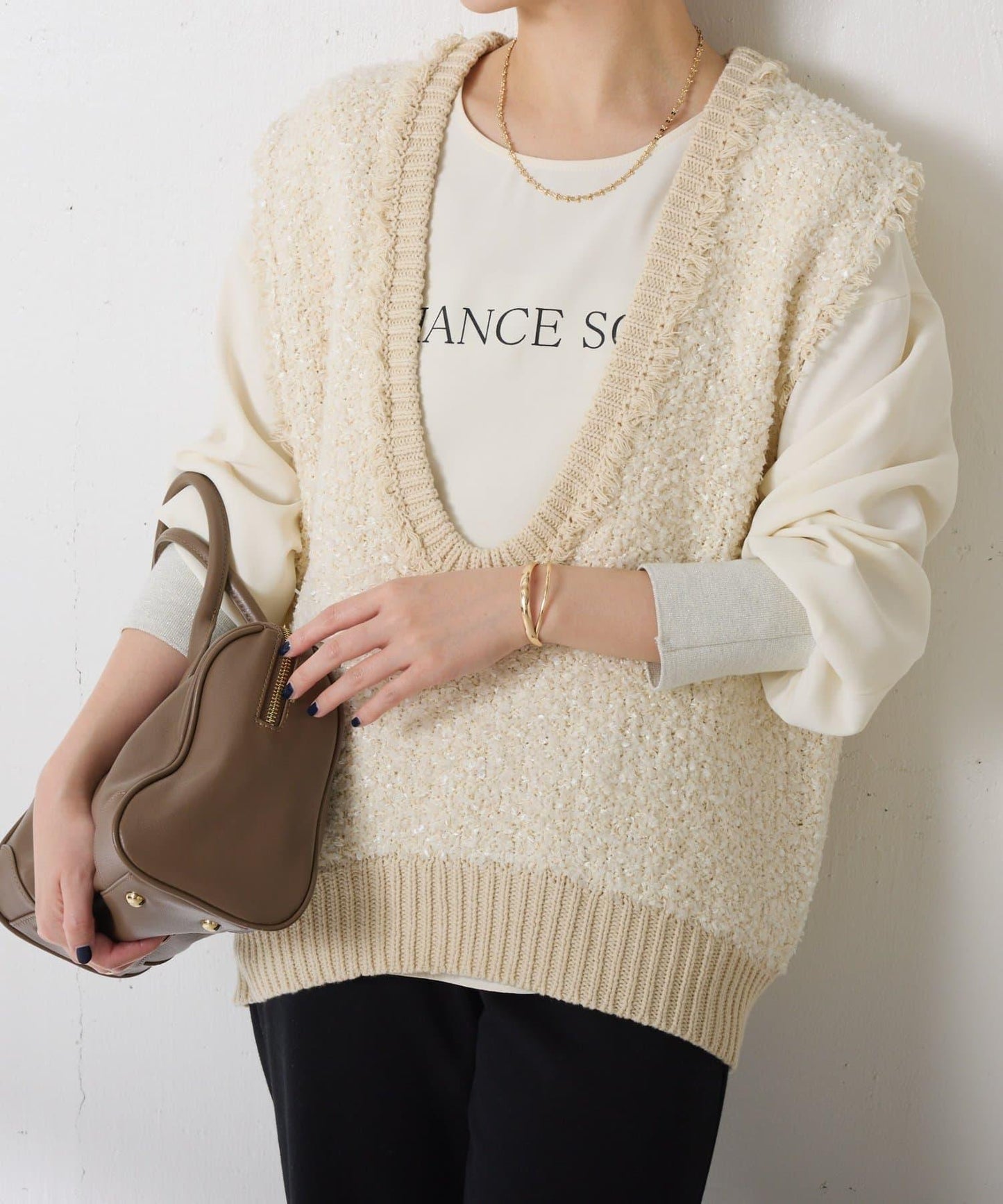 【加分單品】仿粗花呢針織馬甲